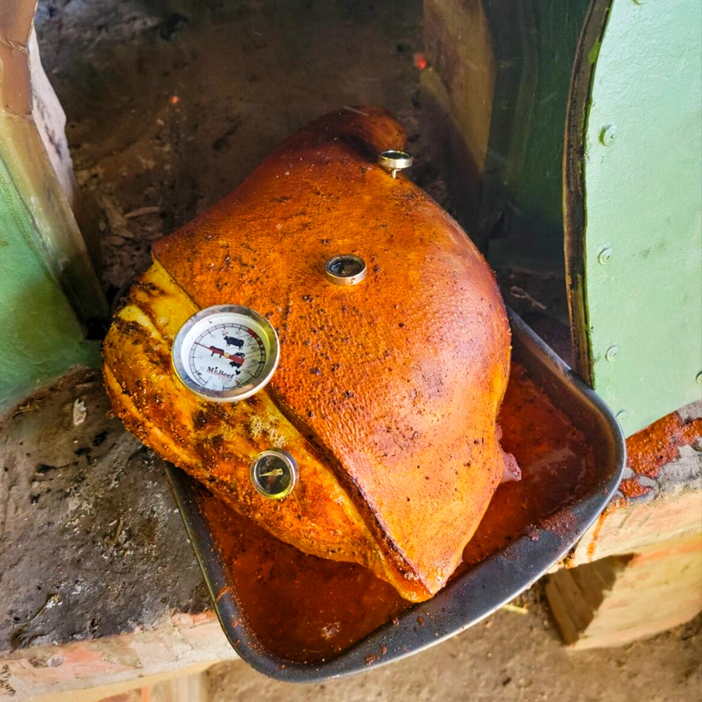 horno de leña con carne