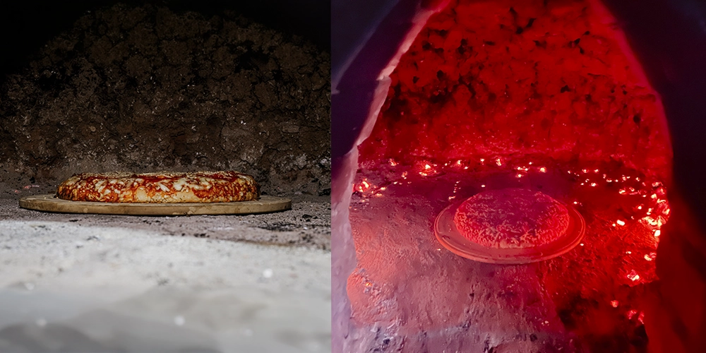 Horno rústico con pizza
